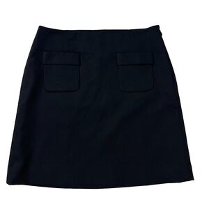 Loft Black knee length front pocket Women's Skirt size 0 petite NWT